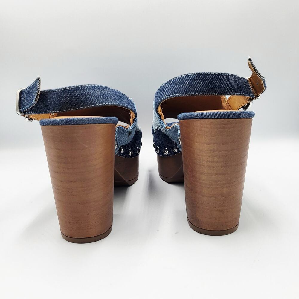 NWOT Sun & Stone Rayaell Studded Patchwork Denim Slingback Platform Sandals 6.5M - Picture 7 of 14